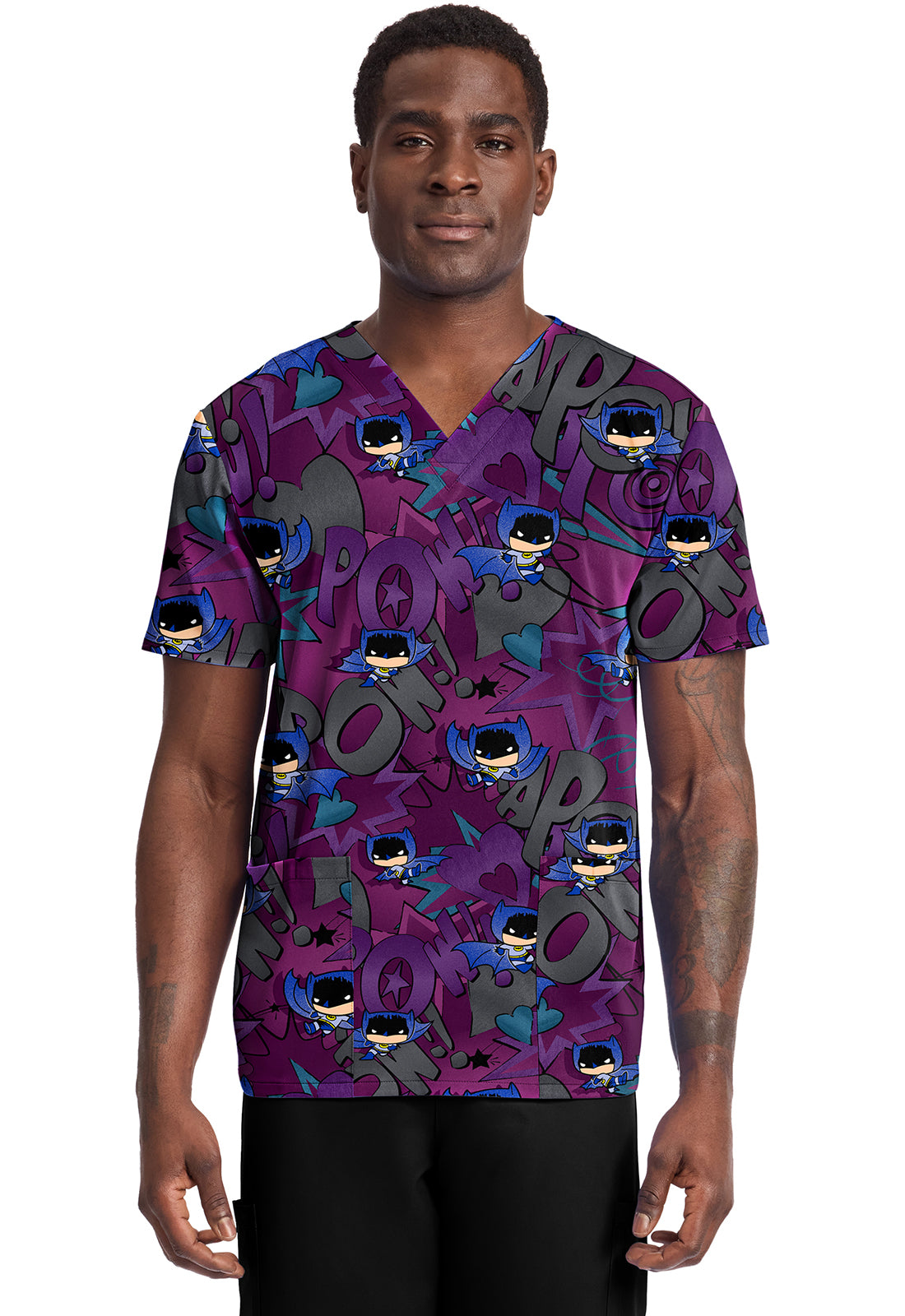 TF TOONIFORMS  Men's TF788 Men's Print  V-Neck Top