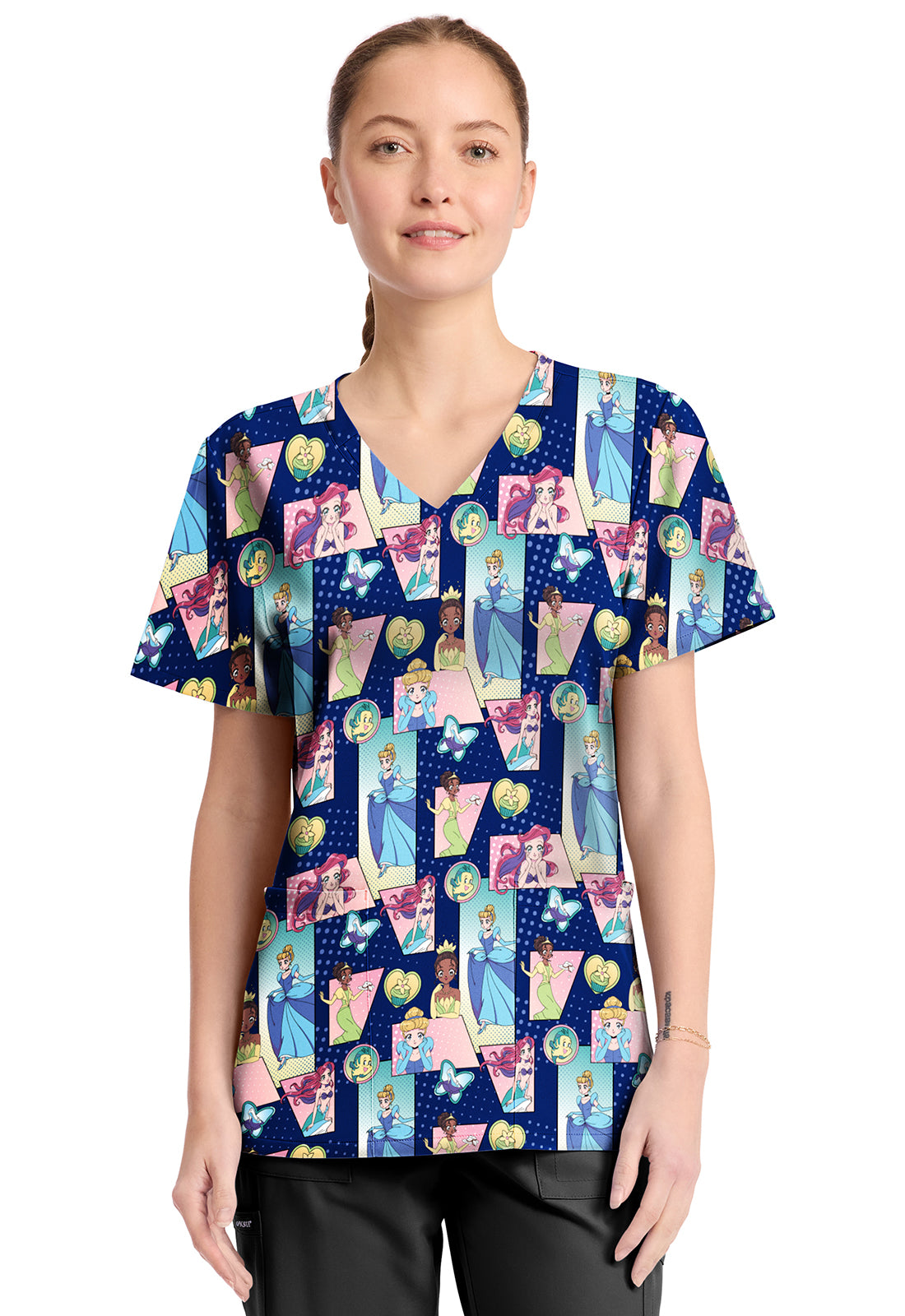 TF TOONIFORMS-DISNEY  Women's TF794 V-Neck Top
