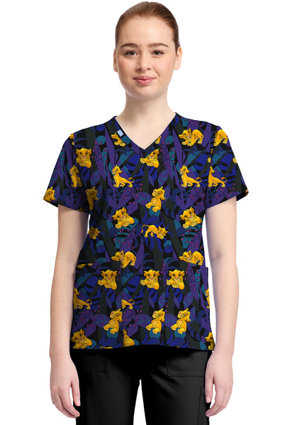 Cherokee Licensed Women's TF796 Print V-Neck Top