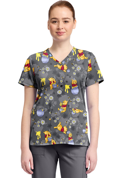 TF TOONIFORMS-DISNEY  Women's TF796 Print V-Neck Top
