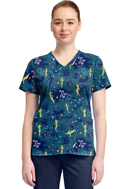 TF TOONIFORMS-DISNEY  Women's TF796 Print V-Neck Top