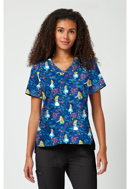 Tooniforms Disney Women's TF797 Print V-Neck Top