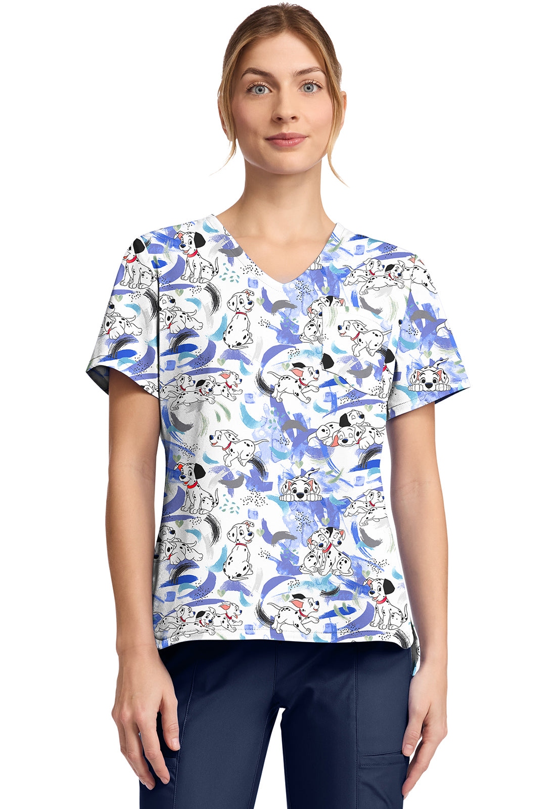 Cherokee Licensed Women's TF797 Print V-Neck Top