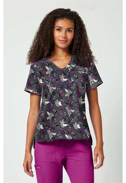 Tooniforms Disney Women's TF797 Print V-Neck Top