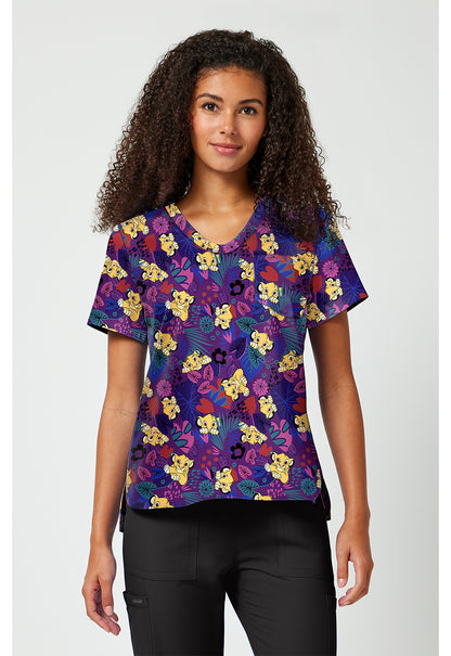 Tooniforms Disney Women's TF797 Print V-Neck Top