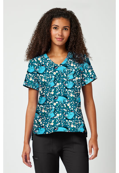 Tooniforms Disney Women's TF797 Print V-Neck Top
