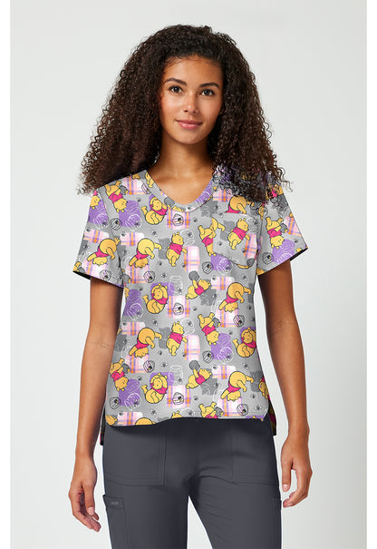 Tooniforms Disney Women's TF797 Print V-Neck Top