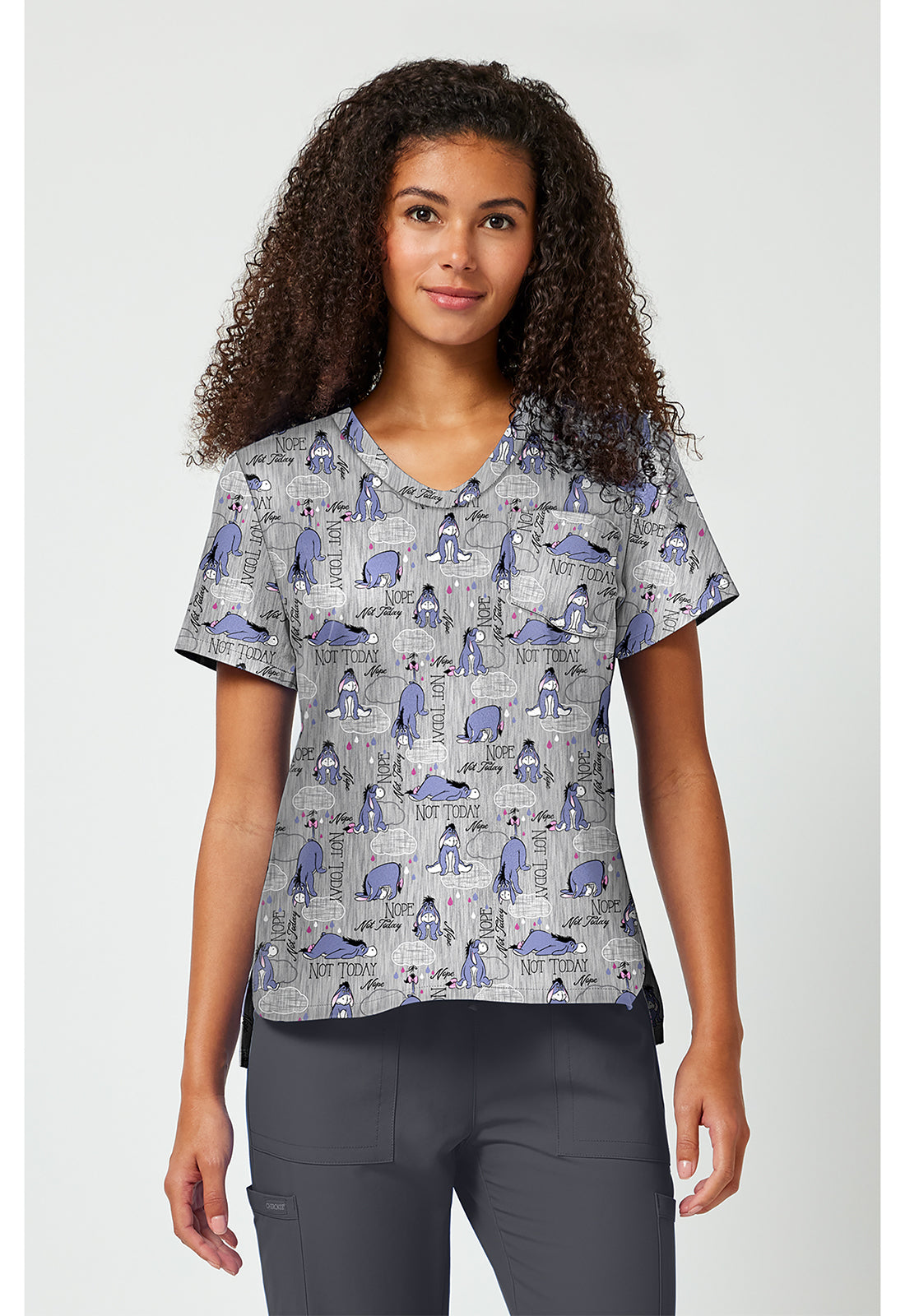 Tooniforms Disney Women's TF797 Print V-Neck Top
