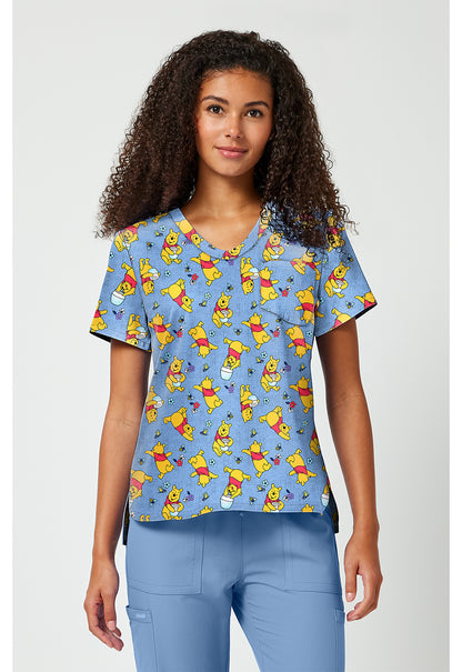 Tooniforms Disney Women's TF797 Print V-Neck Top