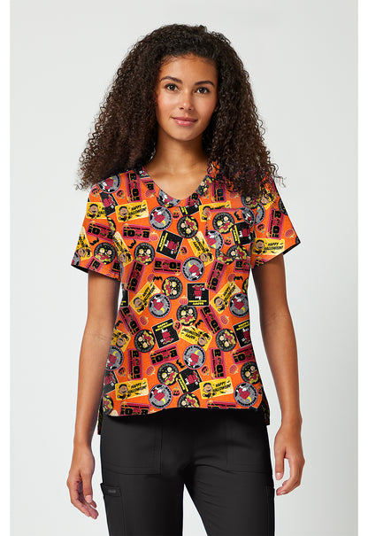 Tooniforms Disney Women's TF797 Print V-Neck Top