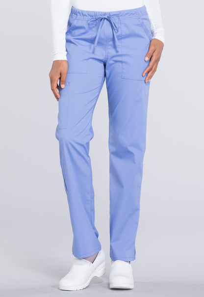 Cherokee WW Professionals Women's WW160 Mid Rise Straight Leg Drawstring Pant