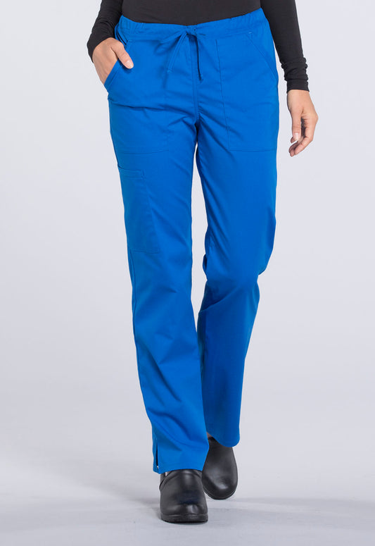 Cherokee WW Professionals Women's WW160 Mid Rise Straight Leg Drawstring Pant