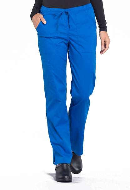 Cherokee WW Professionals Women's WW160 Mid Rise Straight Leg Drawstring Pant