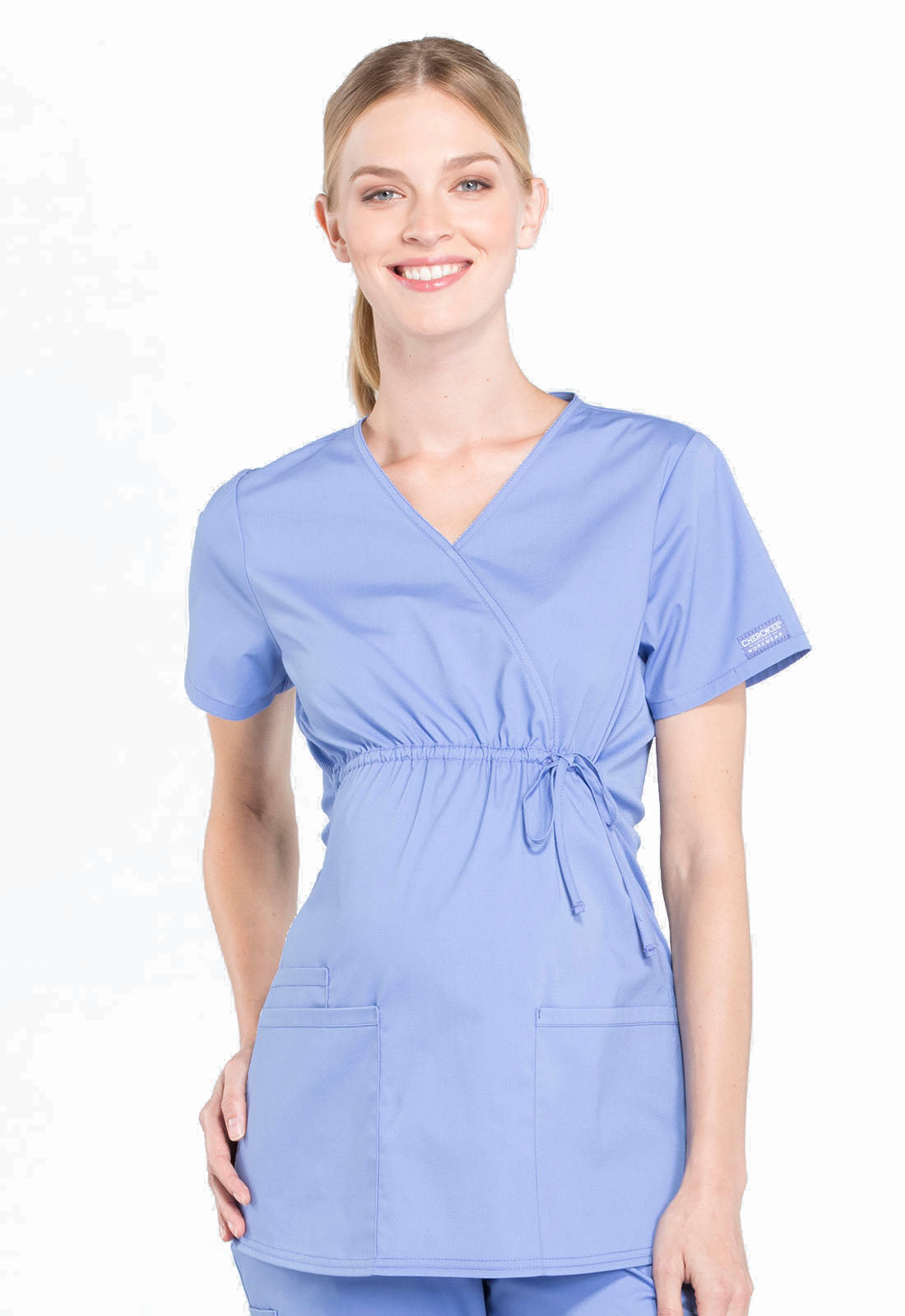 Cherokee WW Professionals Women's WW685 Maternity Mock Wrap Top