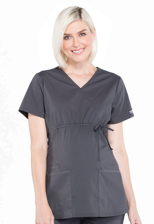 Cherokee WW Professionals Women's WW685 Maternity Mock Wrap Top
