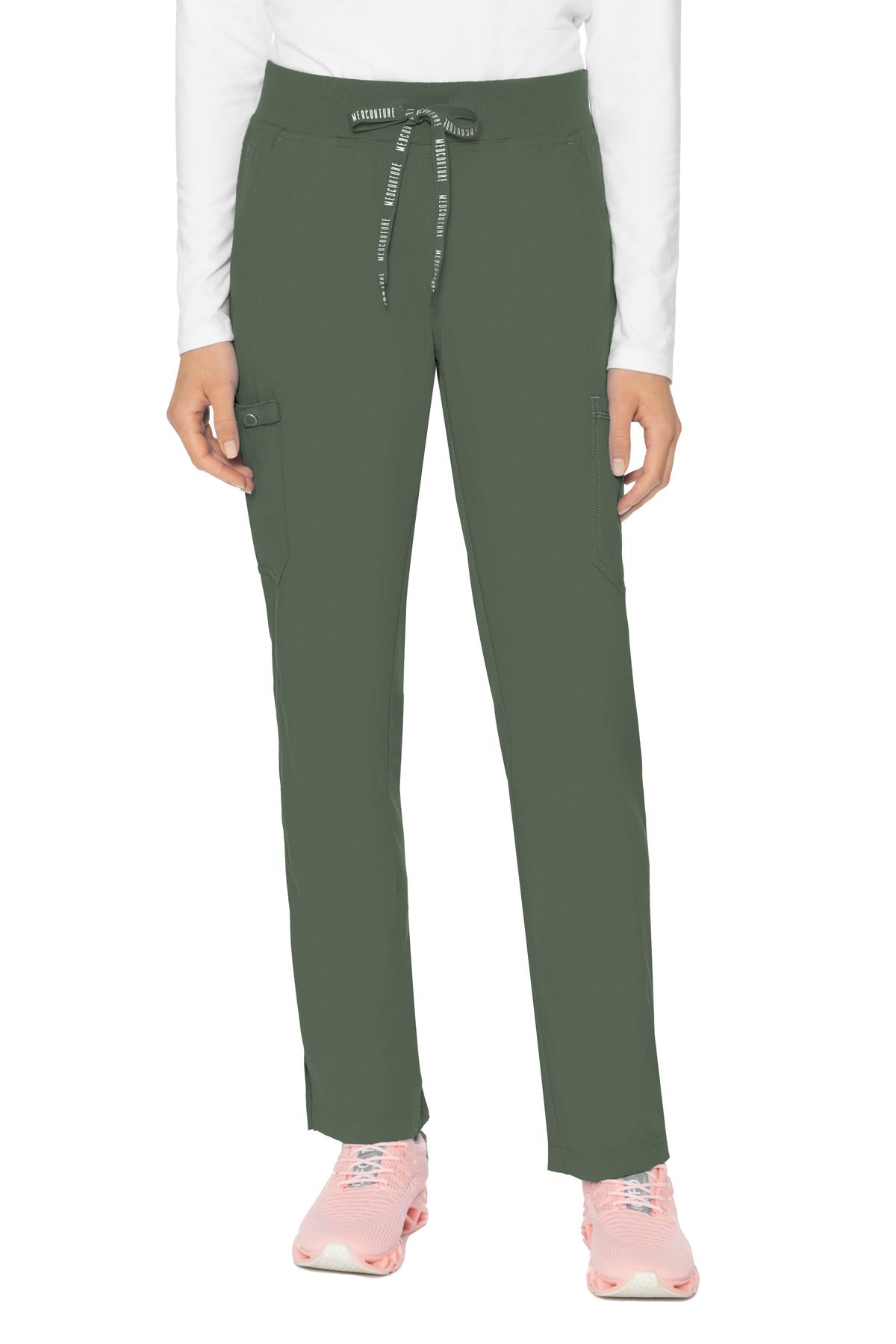 FIGS Grey Livingston Scrub Pants with Green Drawstring in Size XS